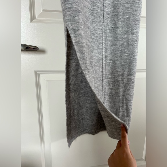Topshop knitted seam front detail midi dress in grey size 4-6US - Picture 6 of 8